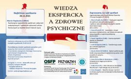 Wiedza ekspercka a zdrowie psychiczne - 1 w cyklu spotkań...